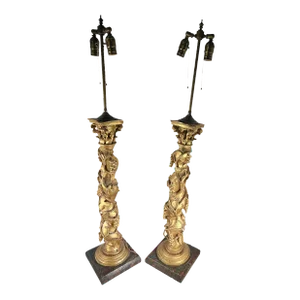 Antique Capitals Made Into Lamps - a Pair