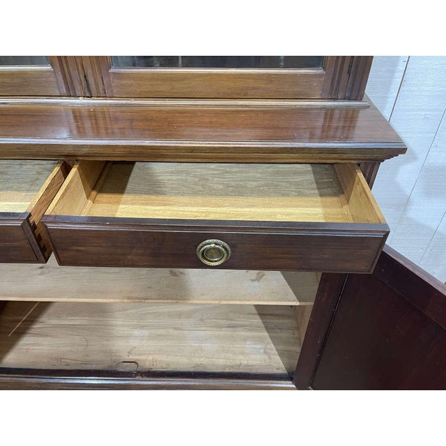 English Walnut 2-Part Bookcase, Early 20th Century For Sale - Image 12 of 18