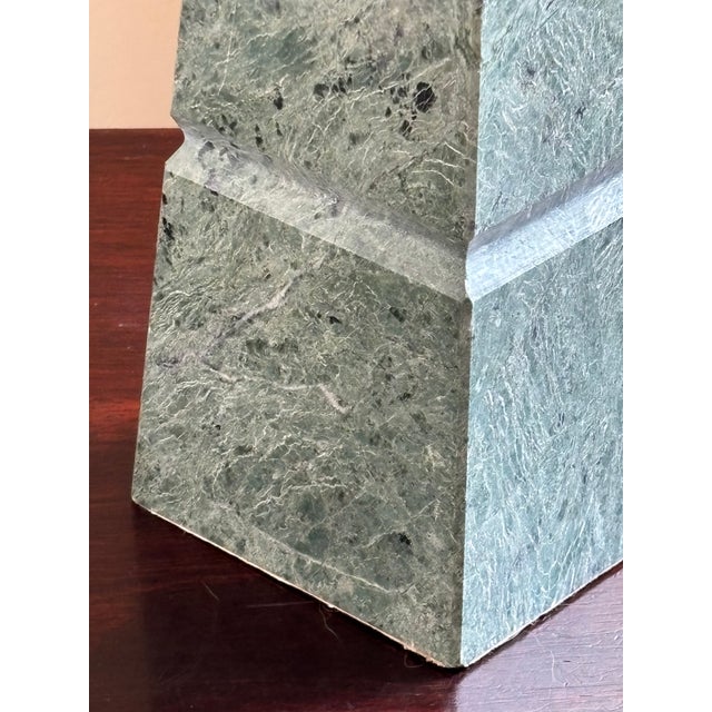 Bottle Green 12" Neoclassical Style Green Marble Obelisk For Sale - Image 8 of 17