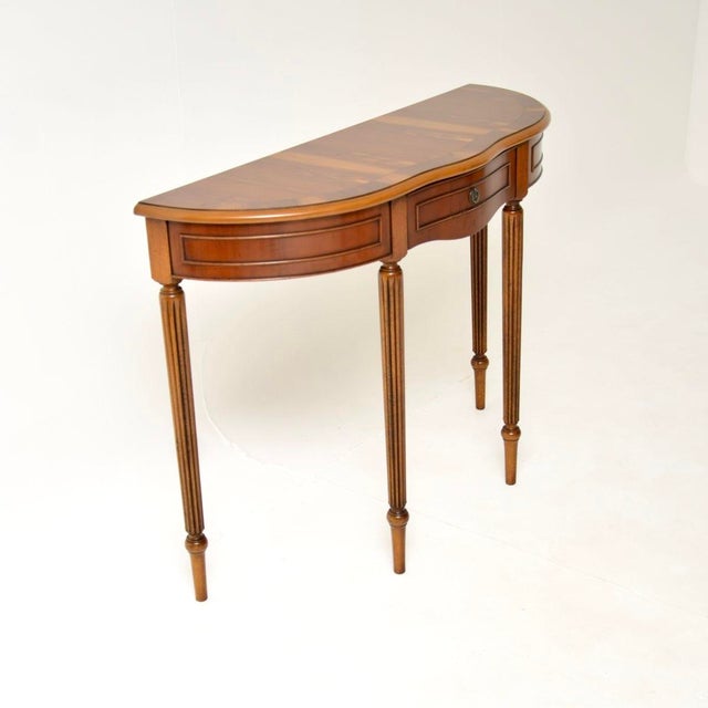 Hollywood Regency Regency Style Yew Wood Console Table, 1950 For Sale - Image 3 of 10