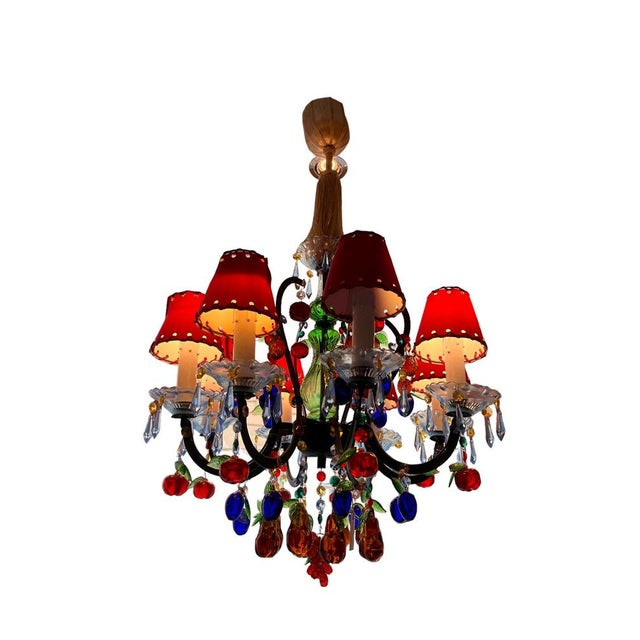 Glass Mid-Century Glass Chandelier, 1960s For Sale - Image 7 of 7