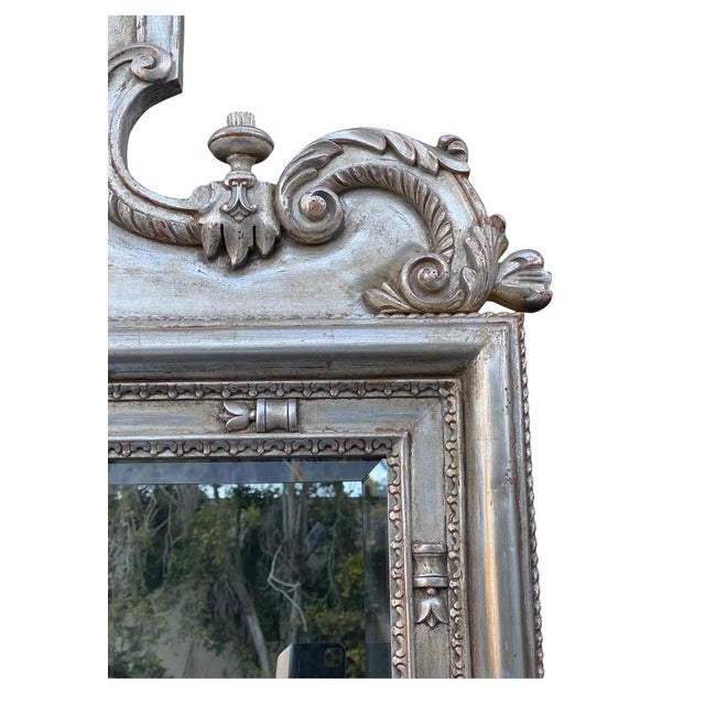 William Switzer Huge 18th C Style Charles Pollock for William Switzer Silver Giltwood Mirror For Sale - Image 4 of 5