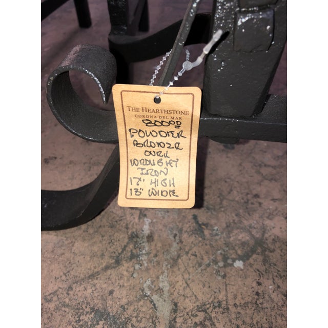 Late 20th Century Wrought Iron Fireplace Andirons - a Pair For Sale In Los Angeles - Image 6 of 7