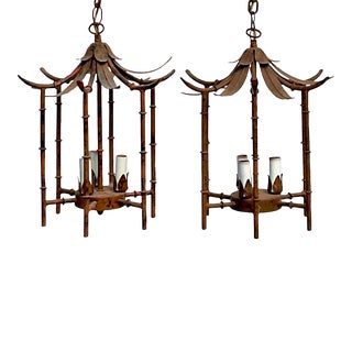 Vintage Coastal Hanging Pagoda Pendant Lights For Sale