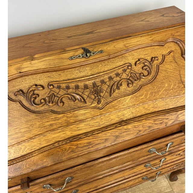 Vintage French Style Secretaire in Oak For Sale - Image 5 of 18