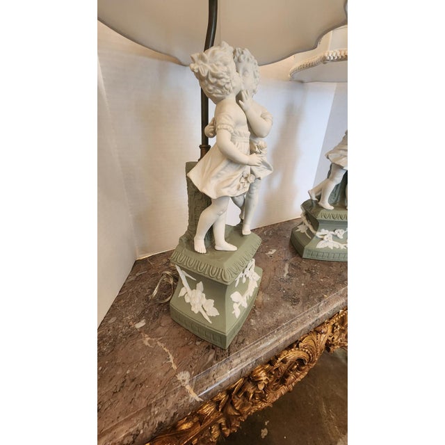 Pair of Early 20th Century Cameo Jasperware-Style Porcelain Lamps For Sale In Dallas - Image 6 of 12