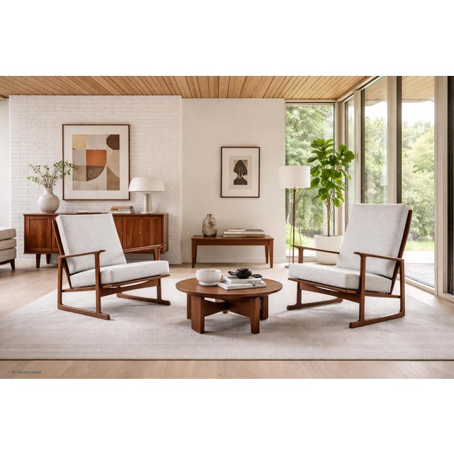 These exceptional Danish modern lounge chairs represent a masterful collaboration between renowned architect and furniture...