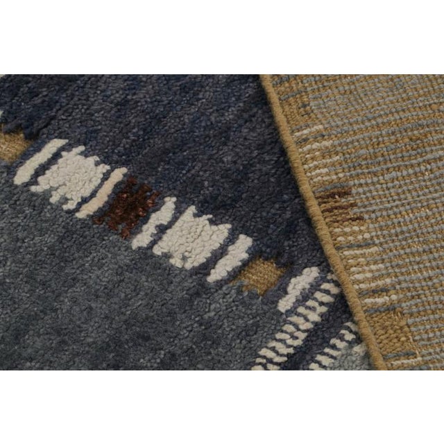 Textile Rug & Kilim’s “High” Scandinavian Style Rug With Blue Geometric Patterns For Sale - Image 7 of 7