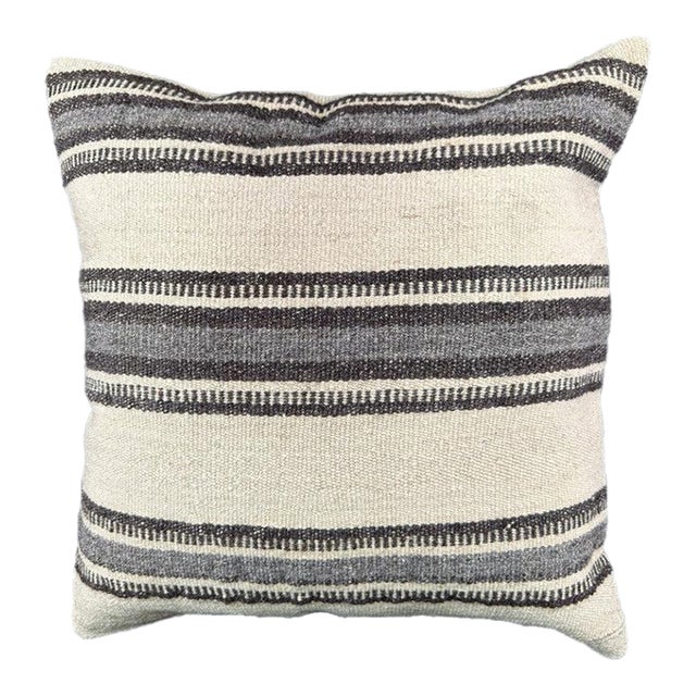 Turkish Hemp Pillow Cushion Natural Beige Gray Pillow Cushion Cover 24"x24" For Sale