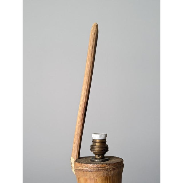 Bamboo and Rattan Table Lamp with Woven Shade, 1950s For Sale - Image 9 of 16