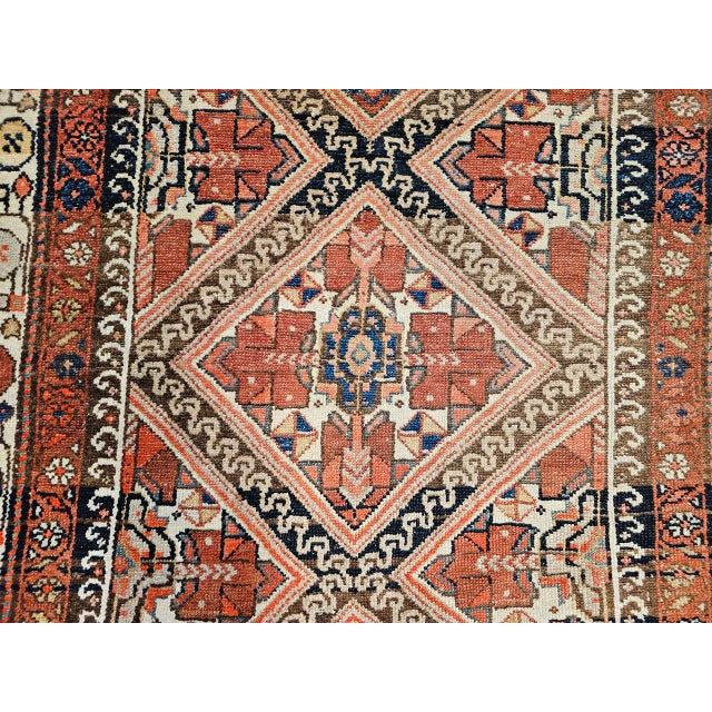 1900 - 1909 Antique Malayer Runner Rug, Hand-Knotted Wool, Geometric Pattern, 4x12, Red & Ivory For Sale - Image 5 of 18