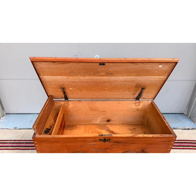 Antique Pennsylvania Two-Drawer Dower Chest, Lancaster County, Dated 1856 - "Elmina Stauffer" For Sale - Image 10 of 18