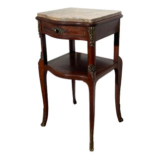French Louis XV Style Side Table with Marble Top For Sale