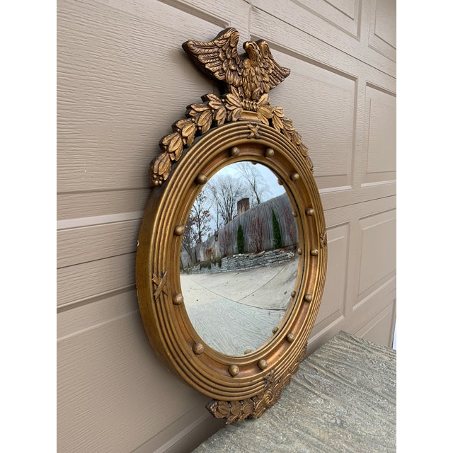 Mid 20th Century American Federal Giltwood Eagle Bullseye Convex Mirror For Sale - Image 4 of 12