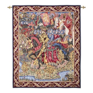 Arthur Rides From Camelot Loom Woven Tapestry - 152 X 122 Cm (5'0" X 4'0") - Requires Rod Size 4 For Sale