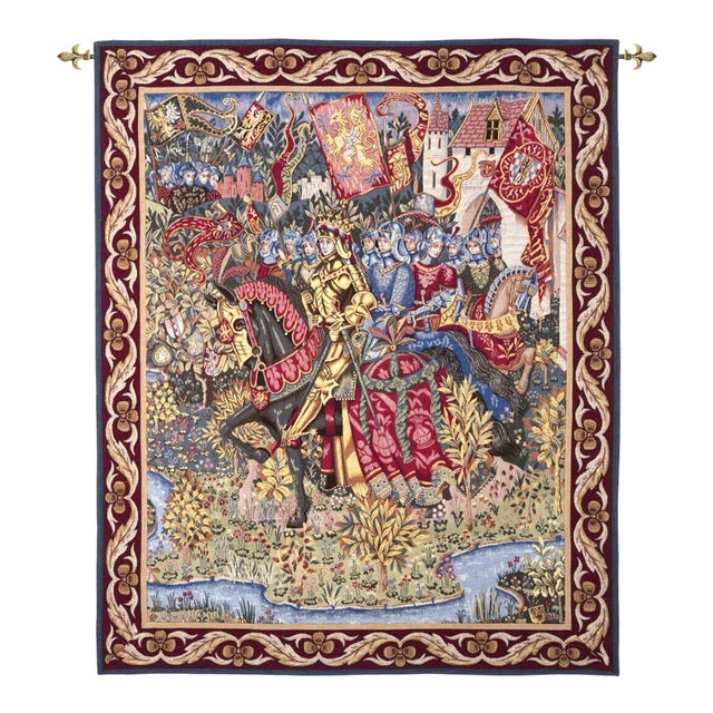 Arthur Rides From Camelot Loom Woven Tapestry - 152 X 122 Cm (5'0" X 4'0") - Requires Rod Size 4 For Sale