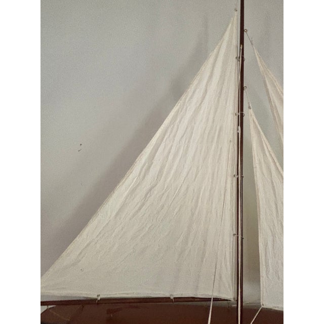Vintage Triple Sail Coastal Scale Model of Sail Boat For Sale - Image 11 of 12