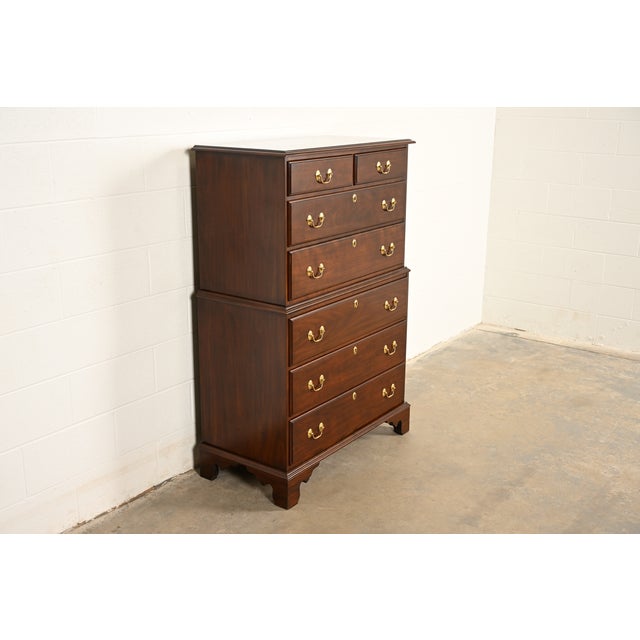 A gorgeous Georgian or Chippendale style seven-drawer highboy dresser or chest of drawers By Harden Furniture USA, Late...
