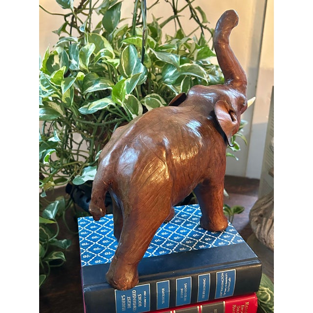 Mid 20th Century Vintage Leather Wrapped Elephant Model or Figurine For Sale - Image 5 of 12