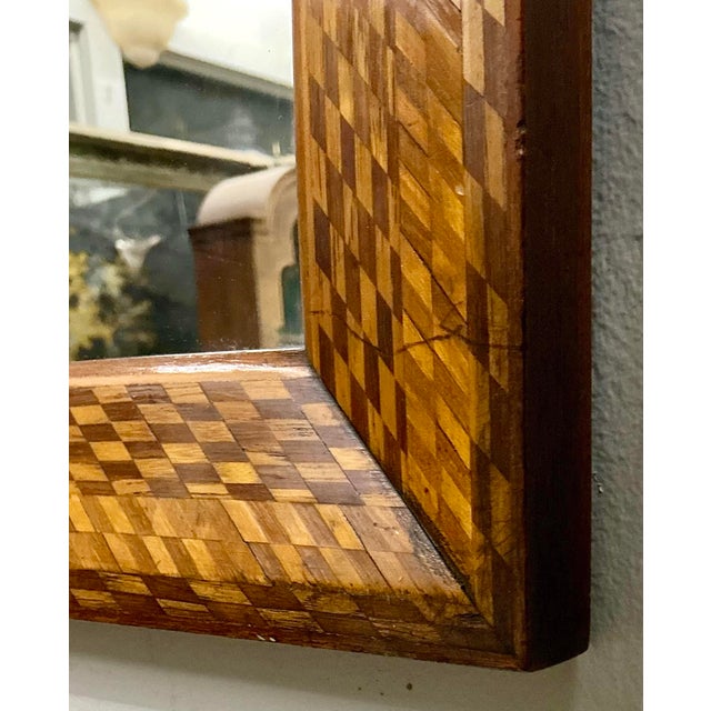 Wood Antique Italian Small Marquetry Mirror For Sale - Image 7 of 10