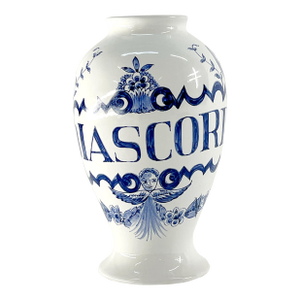 Vintage 1989 Lilly Pharmaceutical Blue and White Ceramic "Diascord" Apothecary Jar