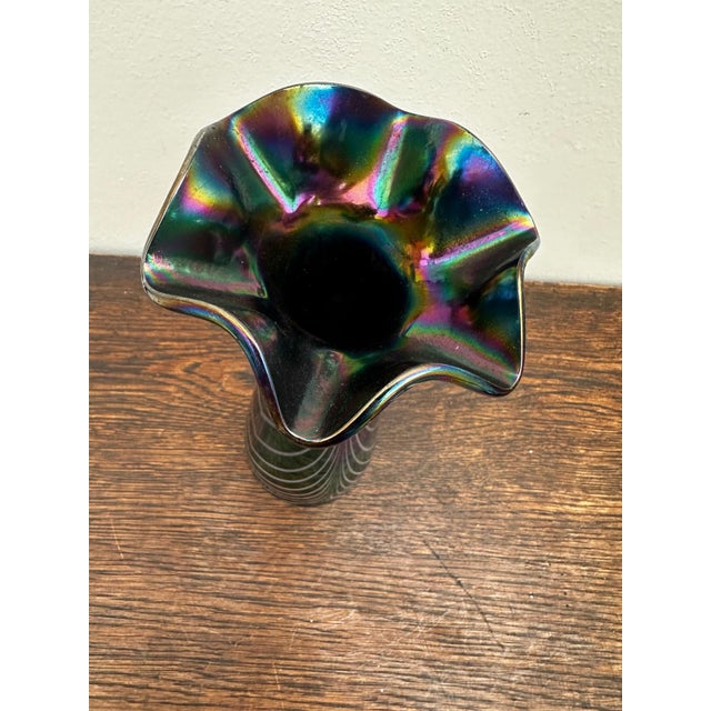 Glass Iridescent Blown Glass Vase with Filigree Decoration, Italy, 1970s For Sale - Image 7 of 13