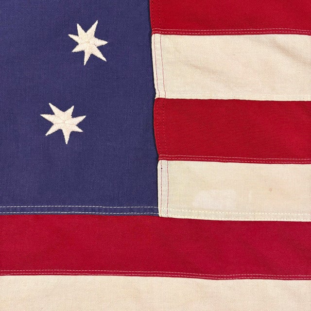 Vintage Cotton Embroidered Bennington 76 American Flag For Sale In Los Angeles - Image 6 of 7