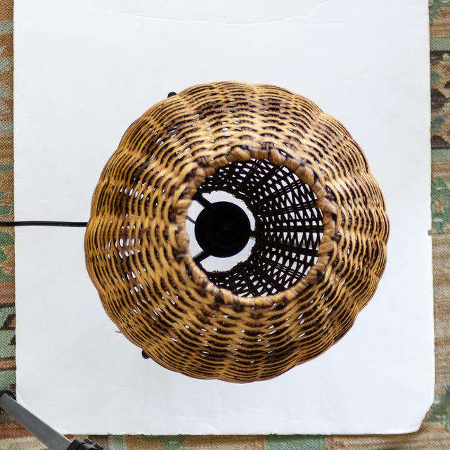 Paul Mayen Rattan Wicker Beehive Lamp on Hairpin Legs 1965 For Sale - Image 16 of 16