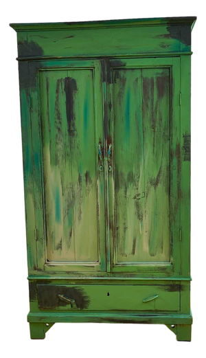 Vintage Green Wood Wardrobe