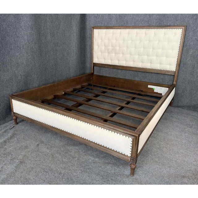 Contemporary Restoration Hardware Maison Collection Fabric Diamond-Tufted California King Bed Frame For Sale - Image 3 of 14