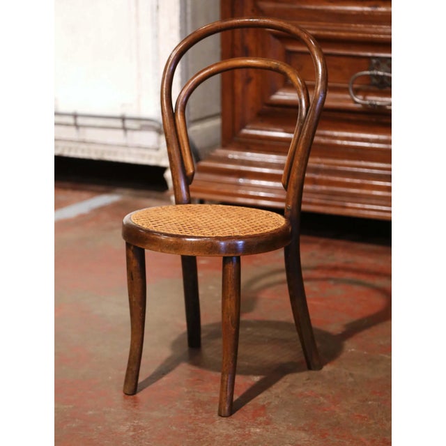 Decorate a kid's room with this antique Art Deco child chair. Crafted in France circa 1920 in the matter of Michael Thonet...