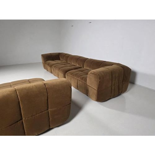 Modular Strips Sofa in Brown Velvet by Cini Boeri for Arflex, 1970s, Set of 5 For Sale - Image 3 of 11