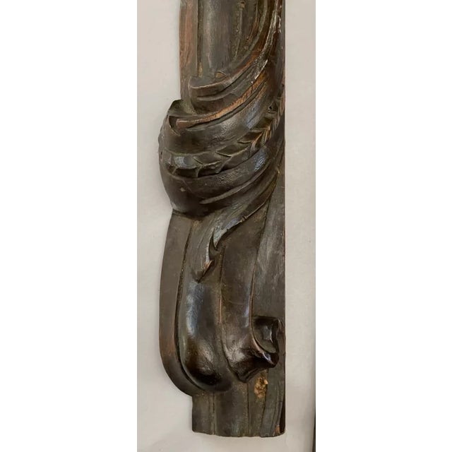 1600s Pair of Gothic Religious Carved Wood Trim Pediments Architectural Salvage For Sale - Image 4 of 7