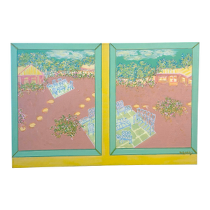 Contemporary Window Terrace Acrylic Painting by Molly Schiff