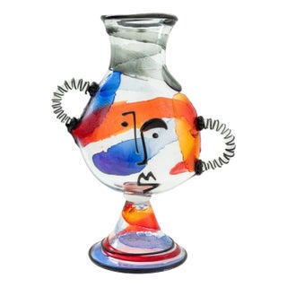 Mario Badioli "Hommage to Picasso" Art Glass Vase For Sale