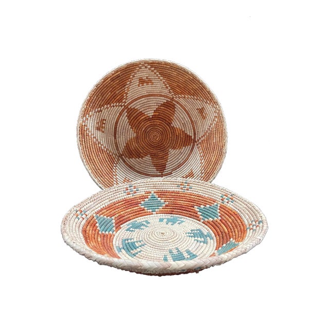 African Hand Woven Basket Bowls - Set of 2 For Sale