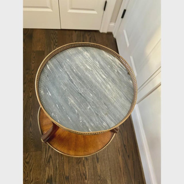 French French Louis XVI Style Marble Top Bouillotte Table For Sale - Image 3 of 10