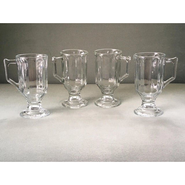 Late 20th Century Indiana Glass Optic Glass Irish Coffee Mugs- Set of 4 For Sale - Image 9 of 13