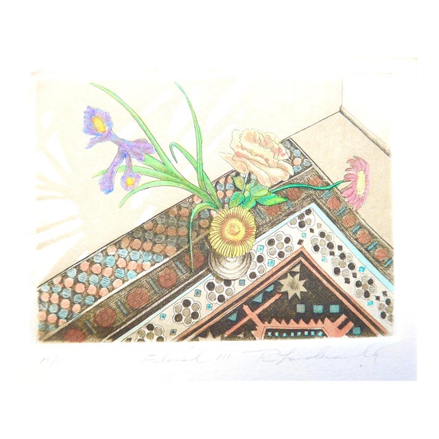 "Floral Patterns" Contemporary Realist Still Life Etching by Rick Loudermilk For Sale