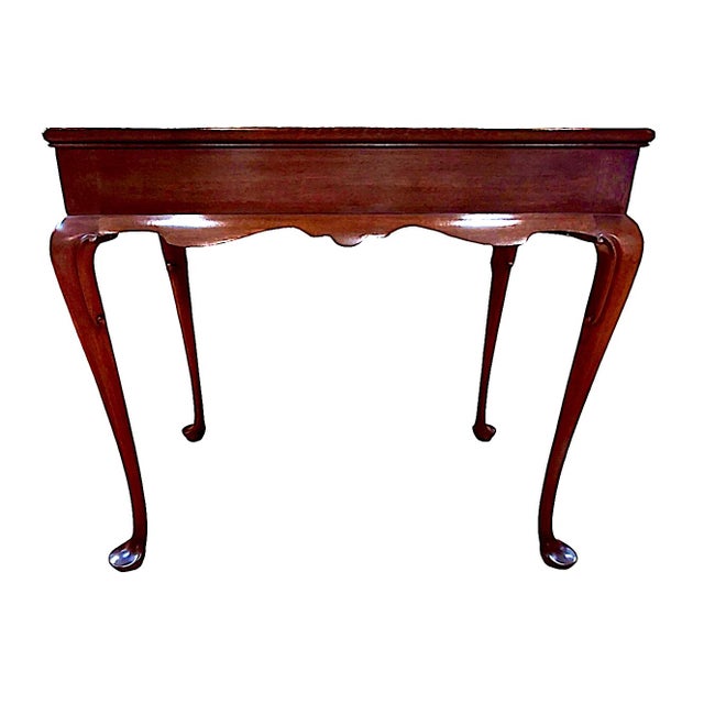 Sienna 1940s Queen Anne Style Mahogany Tea Table With Double Pullout Trays For Sale - Image 8 of 10