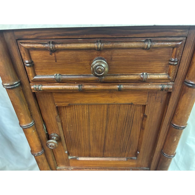 Wood English Faux Bamboo Nightstand, 19th Century For Sale - Image 7 of 9