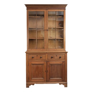 Antique 19th Century Oak Buffet Bookcase with Glass For Sale