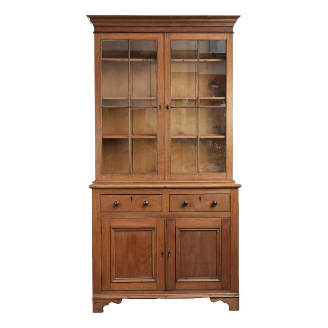 Antique 19th Century Oak Buffet Bookcase with Glass For Sale