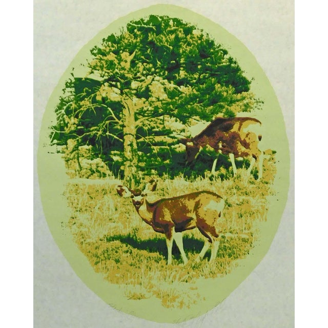 Impressionist Greg McBride "Standing Clear" Signed Numbered Serigraph Art Deer 1978 For Sale - Image 3 of 4