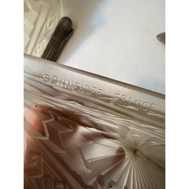 1920s Pair of French Art Deco Geometric Sconces Signed by Schneider For Sale - Image 11 of 11
