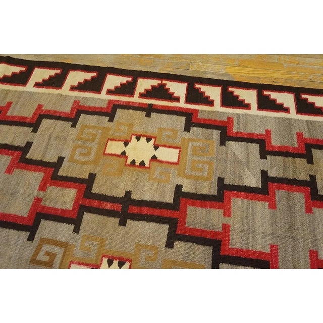 Gray 1920s Gray Geometric Tribal Antique American Navajo Rug 4' 9" X 8' 2" Flatweave Wool Carpet For Sale - Image 8 of 12