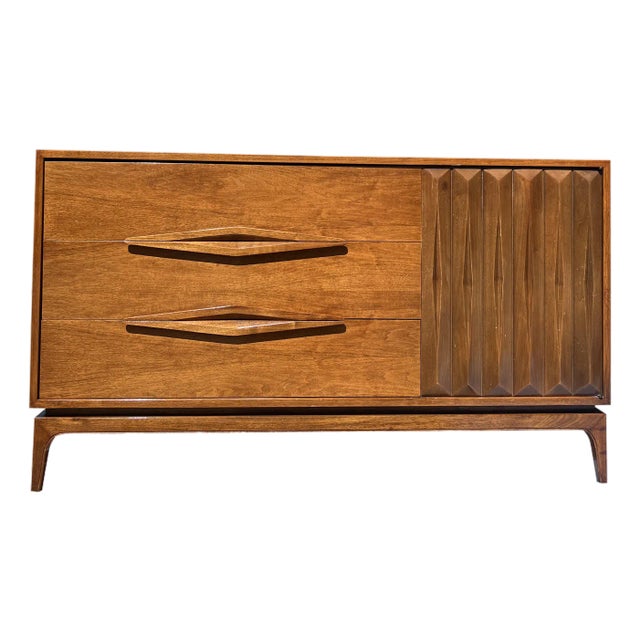 Vintage Mid Century Modern Sculpted Compact Credenza or Dresser by Albert Parvin For Sale