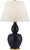 Transitional Chapman & Myers by Visual Comfort Signature Yue Double Gourd Table Lamp in Denim with Linen Shade For Sale - Image 3 of 3