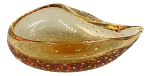 Bullicante Ashtray Murano Glass in Honey Colored, 1960s