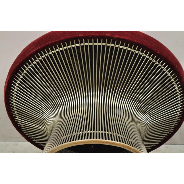 Metal Vintage Warren Platner for Knoll 32" Round Chrome Base Ottoman Mushroom Stool For Sale - Image 7 of 12